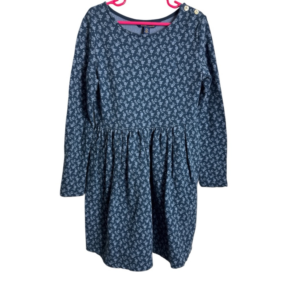 Polo by Ralph Lauren Blue Floral Cotton Sundress Medium 8 -10 Years